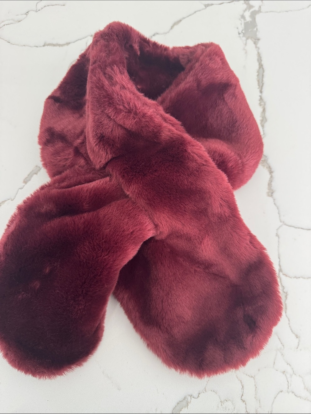 Kids Plush Faux Fur Scarf in Deep Wine